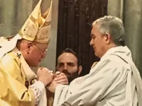 Cardinal Timothy Dolan of New York ordains Tom Colucci to the priesthood in May 2016.